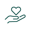 icono mano sujetando un corazon